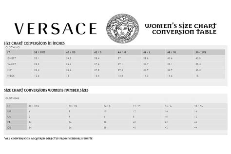 versace size chart women's|versace size chart uk.